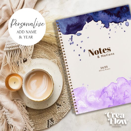 Journal quotidien Marine & Lavender Watercolor