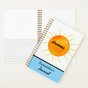 Journal Rêves Jaune Orange Soleil Nom Bleu
