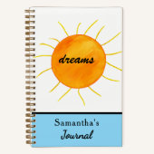Journal Rêves Jaune Orange Soleil Nom Bleu (Recto)