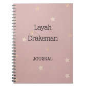 Journal rose de bureau et d'école avec étoiles d'o (Devant)