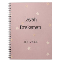 Journal rose de bureau et d'école avec étoiles d'o