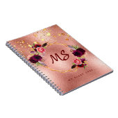 Journal rose or fleurs bourgogne étoiles monogramm (Côté Droit)