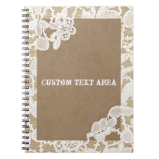 Journal rustique élégant en dentelle florale et to (Devant)