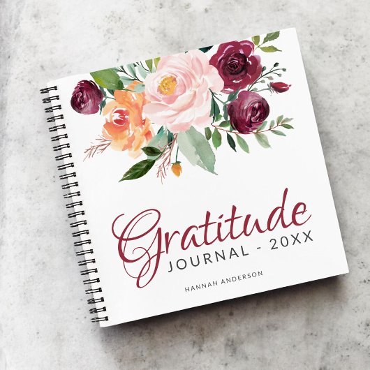 Journal Rustique Floral Gratitude avec année et no