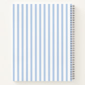 Journal scolaire personnalisé bleu blanc rayé nom (Dos)