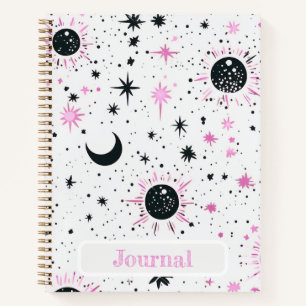 Journal Soleil Lune Étoiles Céleste Noir et Rose