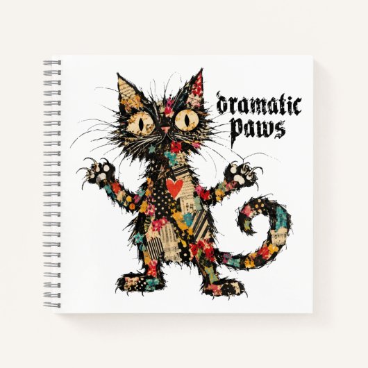 Journal Spirale Chat Noir Drôle Paws Dramatiques (Devant)