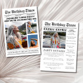 Journal unique 80e anniversaire photo Invitation