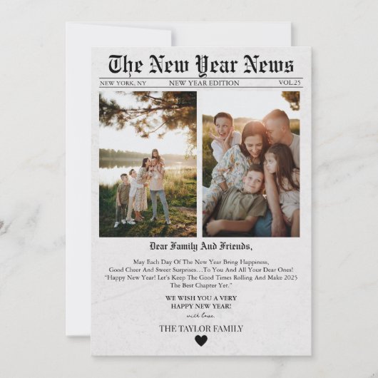 Journal Unique Fun Photo 2025 Carte Nouvel An (Devant)