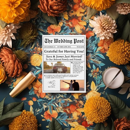 Journal Unique Pour Carte de remerciements Mariage