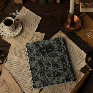 Journal victorien moderne en noir et vert sauge av