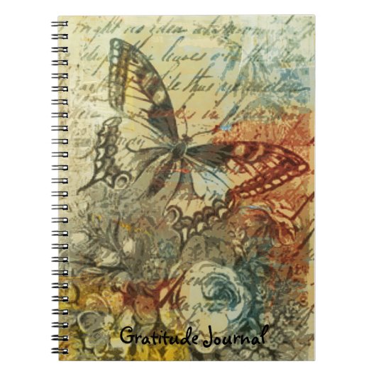 Journal vintage de gratitude de papillon (Devant)
