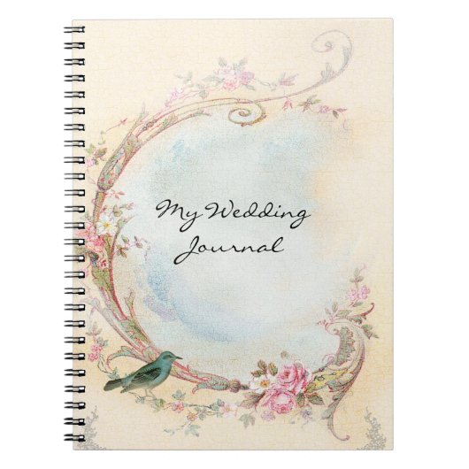 Journal vintage de mariage de rose de rose (Devant)