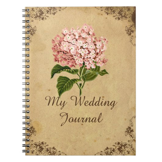 Journal vintage de mariage d'hortensia (Devant)