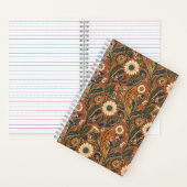 Journal vintage fleuri orange ligné – Fleur rétro (À l'intérieur)