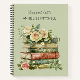 Journal Vintage Fleurs Vert Sauge