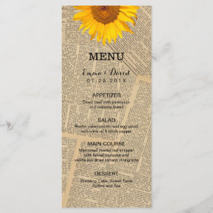 Journal vintage Pays Tournesol Mariage Menu