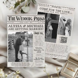 Journal vintage Photo Faire-part de mariage unique