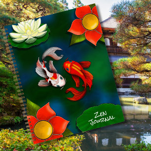 Journal Zen Yin Yang Koi Poisson blanc Lotus Pond
