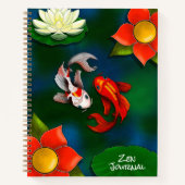Journal Zen Yin Yang Koi Poisson blanc Lotus Pond (Devant)
