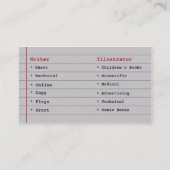 Journalist/auteur/schrijver Visitekaartje (Achterkant)