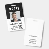 Journalist of verslaggever foto QR-code perskaart  Badge (Voor- en achterkant)