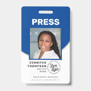 Journalist Press Pass Blauw-wit Foto-ID Badge