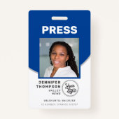 Journalist Press Pass Blauw-wit Foto-ID Badge (Voorkant)