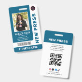 Journalist Press Pass  Photo ID  Badge (Voor- en achterkant)