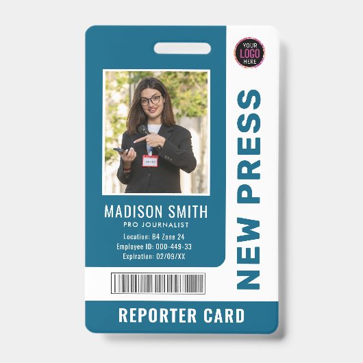 Journalist Press Pass  Photo ID  Badge (Voorzijde)