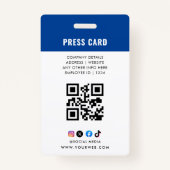 Journalist Press Pass  Photo ID  Badge (Achterkant)