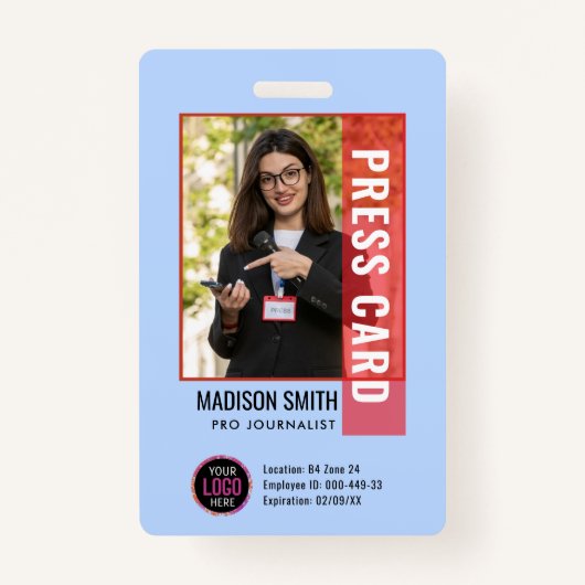 Journalist Press Pass Photo ID Badge (Voorkant)