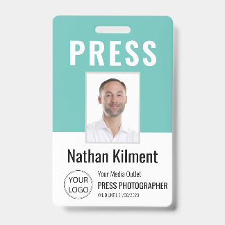 Journalist Press Pass Photo Name Logo ID Blauwgroe Badge