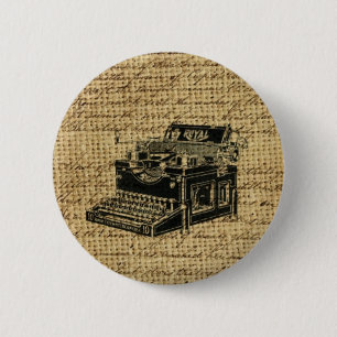 Journalist scripts burlap antiek typemachine ronde button 5,7 cm