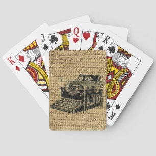 Journalist scripts burlap antiek typemachine speelkaarten