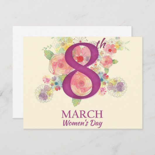 Journée de la femme, 8 mars Carte (Devant / Derrière)