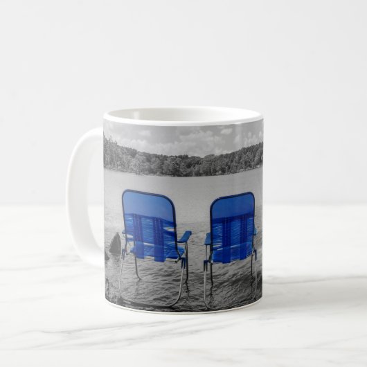 Journée Parfaite Au Lac Grayscale Café Mug (Devant gauche)