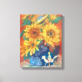 Journey of Whimsy: Sunflower & Rainbow Canvas Afdruk