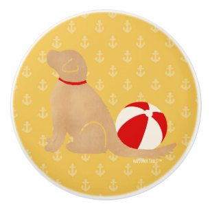 Jours de balle de plage Chien Jaune Poignée de com
