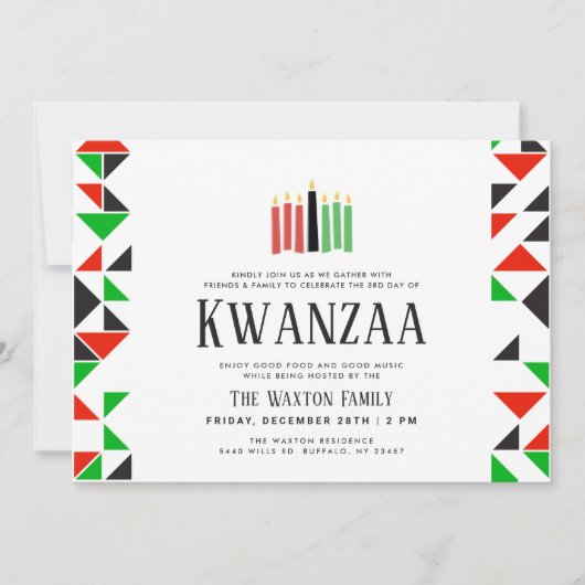 Jours de Kwanzaa | Invitation Fête de Vacances (Devant)