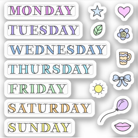 Jours de la semaine et Doodles Stickers coupe pers (Devant)