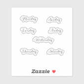 Jours de la semaine Sticker du planificateur Curvy (Feuille)