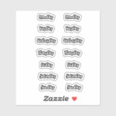 Jours de la semaine Stickers Black Outline White P (Feuille)
