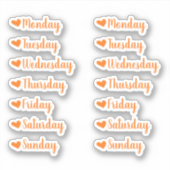 Jours de la semaine Stickers Orange Heart Planner (Devant)