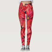 Jours de Noël Poinsettia Fleur Art Leggings (Devant)