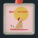Jours de plage Ornement rose de Noël doré<br><div class="desc">Apportez des souvenirs d'une journée de plage amusante à votre sapin de Noël cette année avec ce doux ornement de surf Golden Retriever. Conçu par Naptown Tails !</div>
