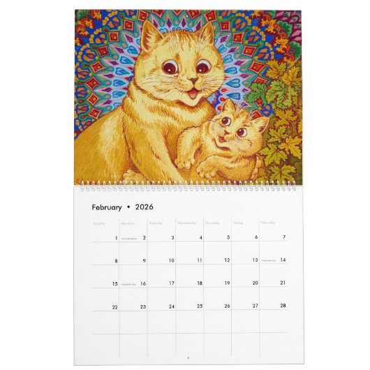 Jours en CatLand, Calendrier par Louis Wain (Feb 2026)