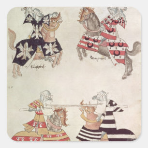 Jousting Knachten uit het boek van Sir Thomas Holm Vierkante Sticker