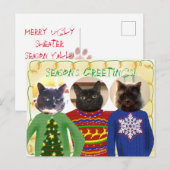 Jouw 3 katten in Ugly Kerstmis Briefkaart (Voorkant / Achterkant)