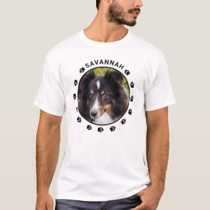 Jouw aangepaste huisdierfoto met poten en tekst t-shirt